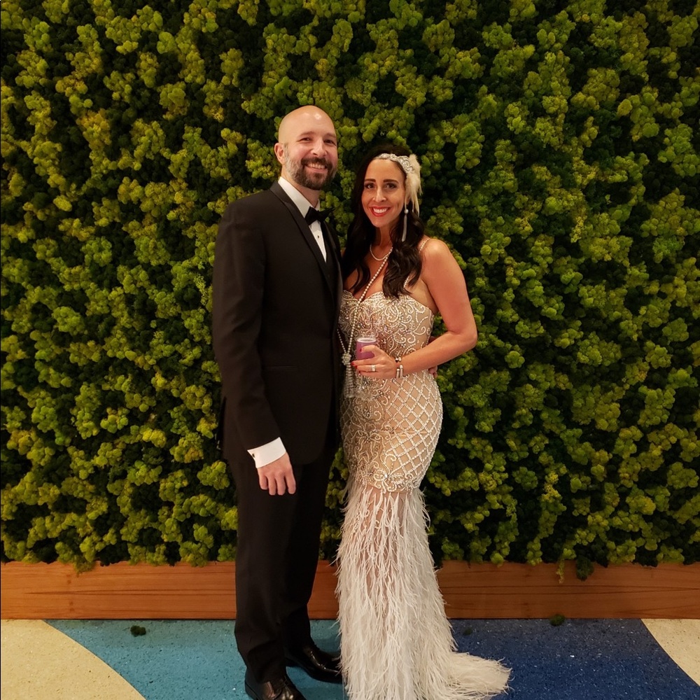 Terani Couture Beaded Feather Gown